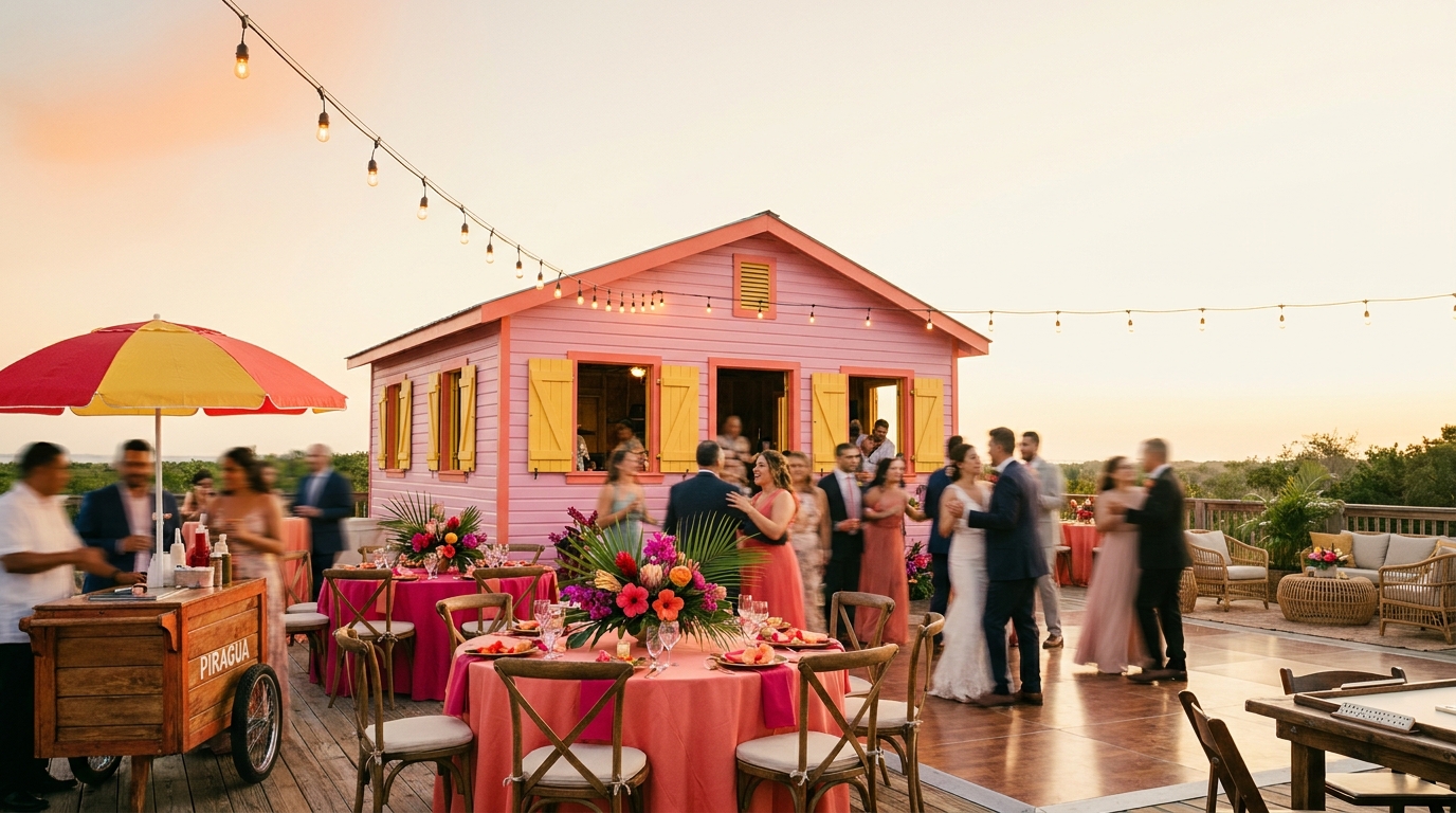 La Casita Rosa fully styled at golden hour